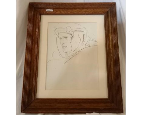PORTRAIT DRAWING OF T E LAWRENCE TOGETHER WITH A PRINT [?] OF THE SAME SUBJECT. 