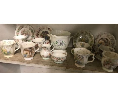 SHELF OF ROYAL DOULTON BRAMBLY HEDGE CHINAWARE, ROYAL DOULTON SPRING CHINAWARE ETC