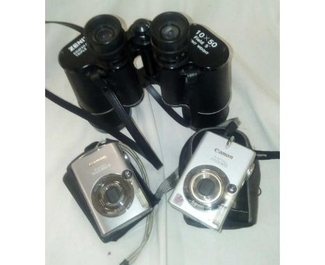 PAIR OF BINOCULARS ZENITH 10 X 50 LIGHT WEIGHT WITH 2 DIGITAL CAMERAS