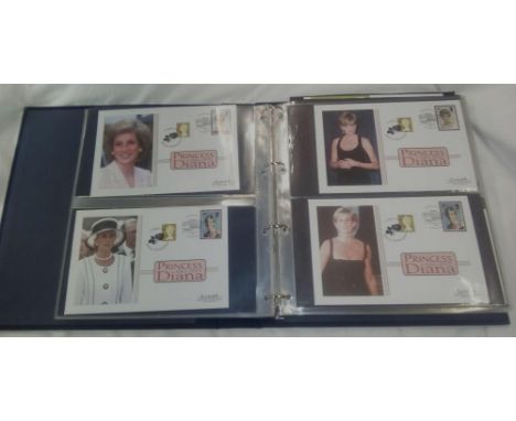 3 PRINCESS DIANA STAMP ALBUMS CONTAINING GB &amp; WORLD FDC'S OF THE ROYAL WEDDING ANNIVERSARY OF HER DEATH ETC. OVER 200 COV