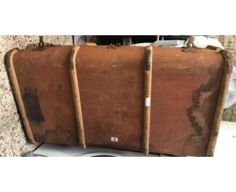 PERIOD WOOD &amp; CLOTH TRAVEL TRUNK A/F