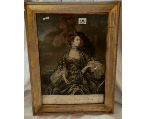 TWO 18TH CENTURY PORTRAIT ENGRAVINGS, ONE OF THE RIGHT HONOURABLE LADY FORTESCUE, THE OTHER OF HUGH VISCOUNT EBRINGTON 