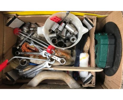 CARTON OF ASSORTED TOOLS INCL; SPANNER &amp; SOCKET SETS ETC