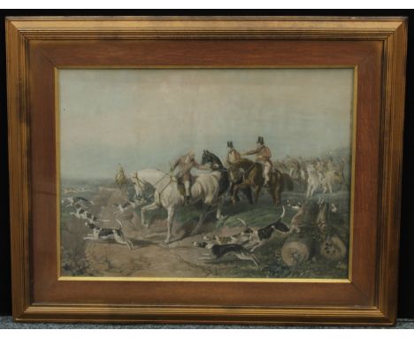 A 19th century print, Hunting Scene, chromolithograph, 54cm x 73cm 