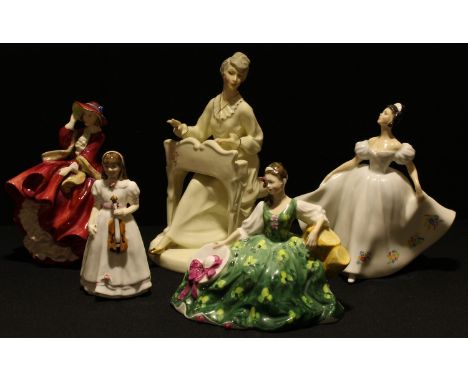 A Royal Doulton figure, Elyse, HN2474; others, Kate, HN2789, Top O' The Hill, HN1834, First Performance, HN3605 and Musicale,