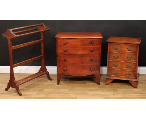 A Victorian mahogany bow front bedroom commode chest, 70cm high, 66cm wide, 40.5cm deep; a George III style chest of four dra