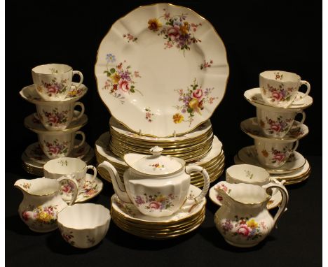 A Royal Crown Derby Posies pattern tea and dinner service comprising dinner plates, dessert plates, side plates, small teapot