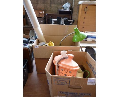 A desk light, Air France map, rope, a mini air compressor, a foot pump, etc.,