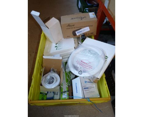 A box of electrical light fittings.