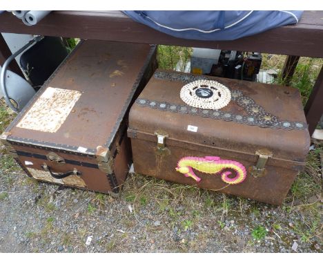 A metal trunk and contents plus another.