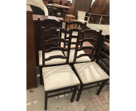 FOUR OAK LADDER BACK DINING CHAIRS 