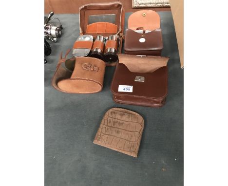 TWO VINTAGE GENTLEMENS TRAVEL SETS AND THREE CASES 