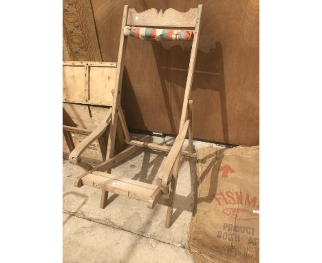 A VINTAGE WOODEN DECK CHAIR FRAME 