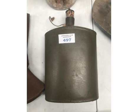 A W.W.II ENAMEL WATER BOTTLE WITH ORIGINAL CORK 