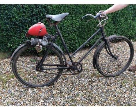 A vintage Elsvick bicycle, fitted a Teagle engine, for restoration, with Instruction Manual and other ephemera