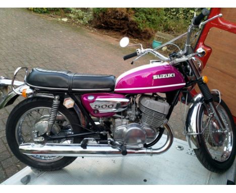 A 1972 Suzuki T500Manx registration number 500 TMNFrame number 56421Engine number T500-56421American motorcycle9,399 recorded