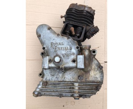 A Royal Enfield single cylinder engine, no visible numbers, 42 cm high