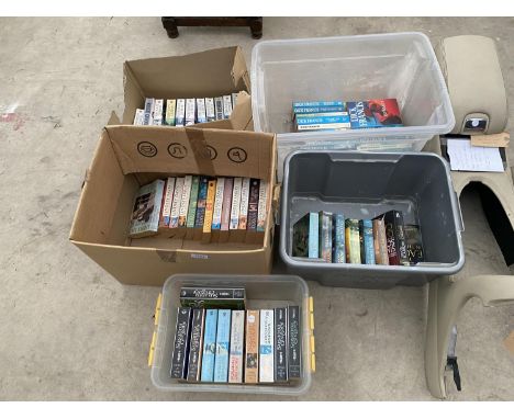 A LARGE QUANTITY OF PAPERBACK BOOKS, SOME FIRST EDITION TO INCLUDE AUTHORS SUCH AS SIMON SCARROW, LYNDSEY DAVIS, ROBERT GODDA