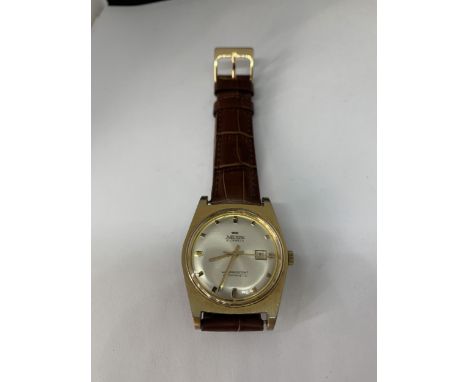 A VINTAGE GENTS 1970'S NELSON 21 JEWELS ANTIMAGNETIC MANUAL WIND DATE WATCH 36MM SEEN WORKING BUT NO WARRANTY 