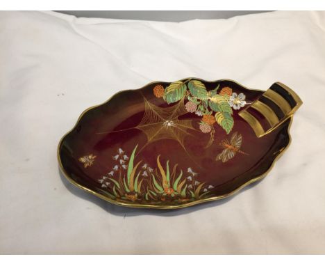 A CARLTONWARE 'ROUGE ROYALE' HANDPAINTED 'SPIDERS WEB' DISH 