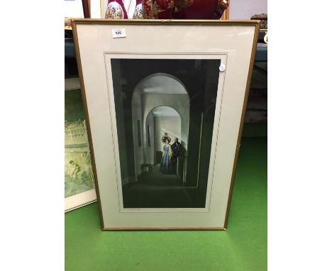 A FRAMED PRINT OF A LADY AND A GENTLEMAN PENCIL SIGNED TO THE LOWER LEFT BY L CAMPBELL TAYLOR 
