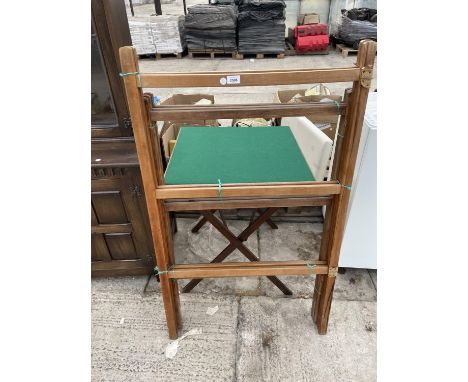 TWO VINTAGE CLOTHES MAIDENS AND A FOLDING CARD TABLE 