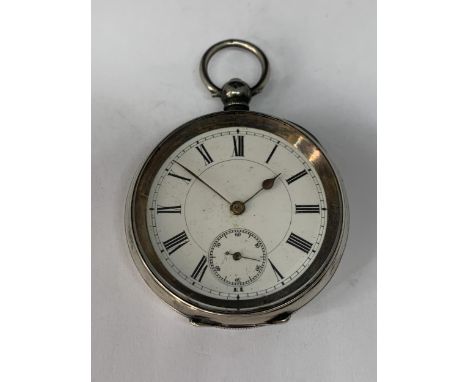 AN ANTIQUE .935 SILVER GRADE OPEN FACED KEY WIND POCKET WATCH 50MM 