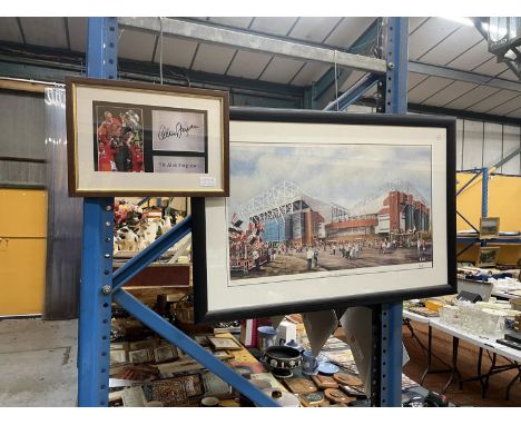 A LIMITED EDITION SIGNED PRINT 'PURE THEATRE' BY B.HILL OF OLD TRAFFORD ON MATCHDAY 169/750 WITH C.O.A. ALSO TO INCLUDE A FUR