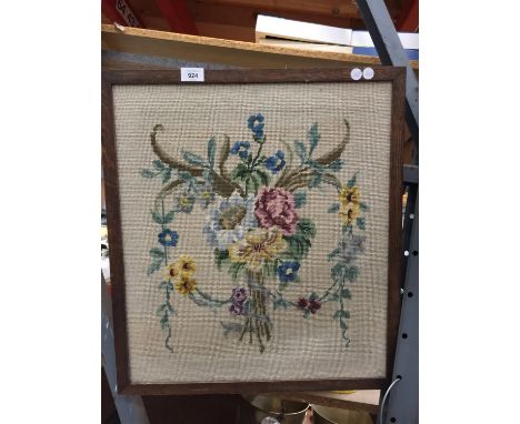 A VINTAGE OAK FRAMED TAPESTRY 