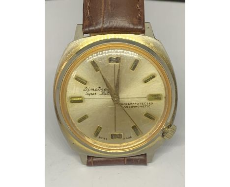 A VINTAGE GENTS 1970'S DIMETRON SUPER FLAT ANTIMAGNETIC MANUAL WIND WATCH 37MM SEEN WORKING BUT NO WARRANTY 