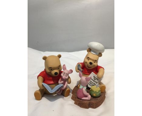 TWO DISNEY POOH AND FRIENDS CERAMIC FIGURES OF POOH AND PIGLET 
