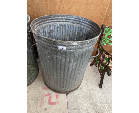 A VINTAGE GALVANISED BIN/GARDEN PLANTER 