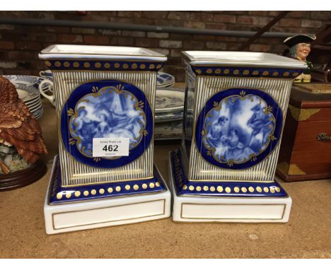 TWO CERAMIC PLINTHS FOR PLANTERS, VASES, ETC 