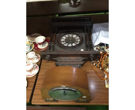 TWO CLOCKS TO INCLUDE A DOMED MANTLE CLOCK AND A WALL CLOCK FRO RESTORATION 