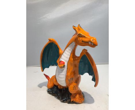 AN ANITA HARRIS LIMITED EDITION 3/5 ORANGE COLOURWAY CERAMIC DRAGON MODEL ? HEIGHT 23CM 