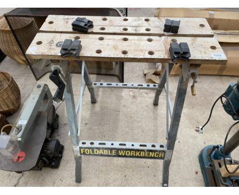 A FOLDING WORKBENCH AND A TWO RUNG STEP LADDER 