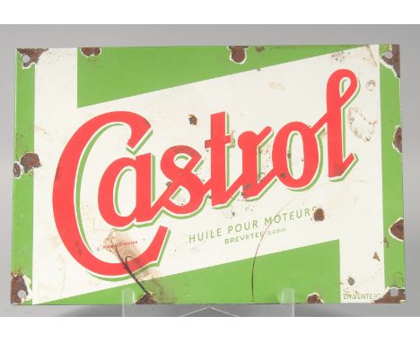 A NOVELTY RECTANGULAR ENAMEL SIGN " Castrol". 12ins high.