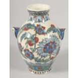 A SMALL IZNIK STYLE POTTERY VASE, 12.5cm high.
