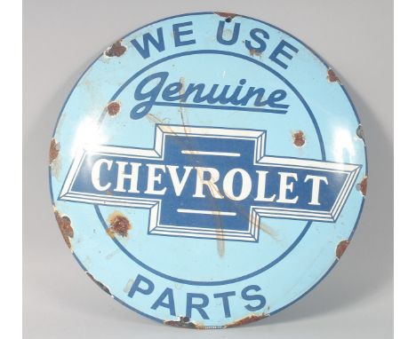 A NOVELTY CIRCULAR ENAMEL SIGN "Chevrolet" 12ins diameter