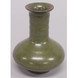 A CHINESE GREEN GLAZE BOTTLE VASE.