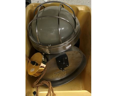 A Vaughan Star wall light with chrome finish together with a set of three Dar Lighting outside wall lights of cage form and a