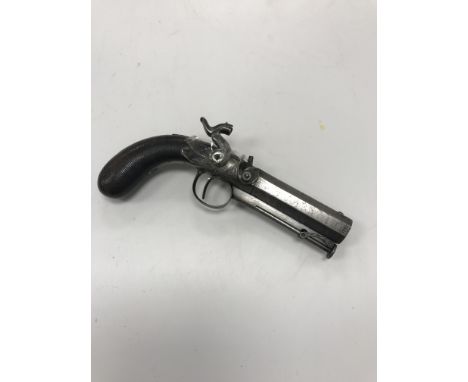 A 19th Century Blissett box lock, side hammer belt pistol with octagonal barrel inscribed "I Blissett 69 Leadenhall Street Lo