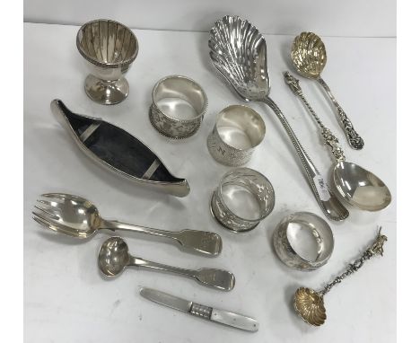 A collection of small silver wares to include a late Victorian apostle spoon (by William Hutton &amp; Sons, London 1897), a s