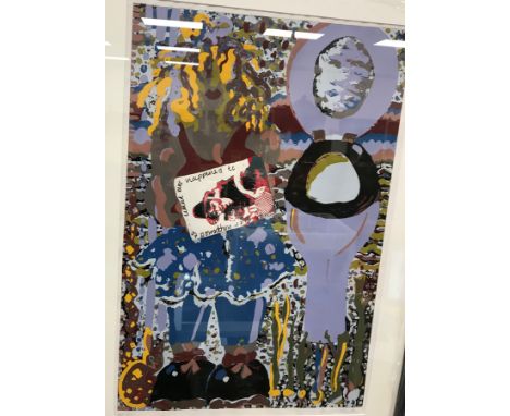 AFTER G L WILLIAMS "Whatever happened to.....", study of two figures, one holding a poster, lithograph print, signed and date