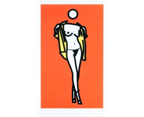 Julian Opie (British 1958-), 'Woman Taking Off Man's Shirt. 5', 2003, screenprint in colours on paper, published by K21 Kunst