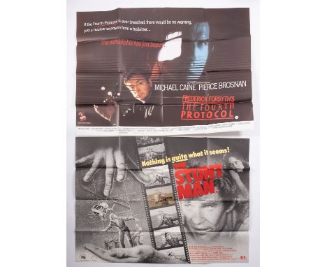 Three UK quad film posters for 'The Fourth Protocol', 'The Stuntman', and  'Radio Days'.








