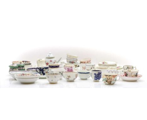 A collection of English and Continental porcelain  18th century and later, to include a Worcester, first-period blue scale mu