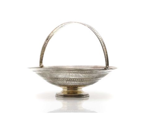 A silver basket, by William Hutton &amp; Sons Ltd, Birmingham 1912, the swing-handle to pierced decoration, raised on a pedes
