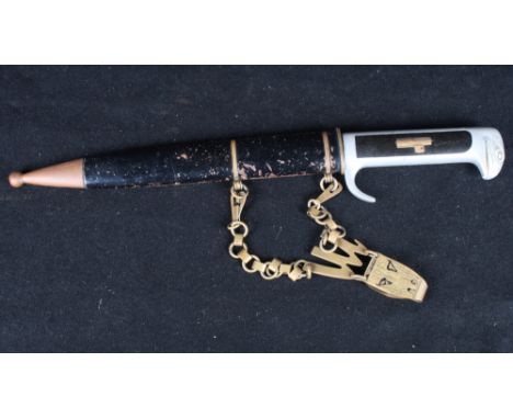 An Italian MVSN Officer’s fascist dagger dagger  with black painted sheath, brass mounts and copper chape, and with its origi