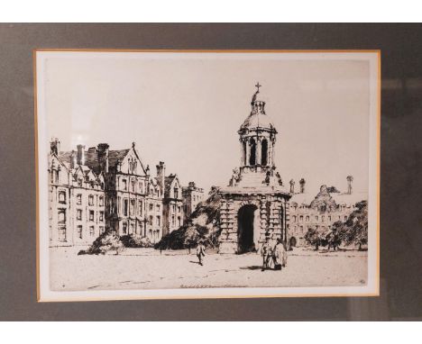 Trinity College Dublin a print by W. J Berjnon and Co Framed glazed and mounted Frame size 13¼  ” x 16” wide 